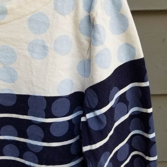 Gap Navy White Stripe Light Blue Polka dot Tee Size Medium - Picture 5 of 10